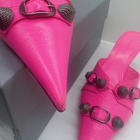 BALENCIAGA Cagole 70 Leather Point Toe Mules - Picture 12 of 13